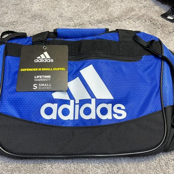 ADIDAS UNISEX DEFENDER III SMALL DUFFEL BOLD BLUE / BLACK / WHITE B160-0135269